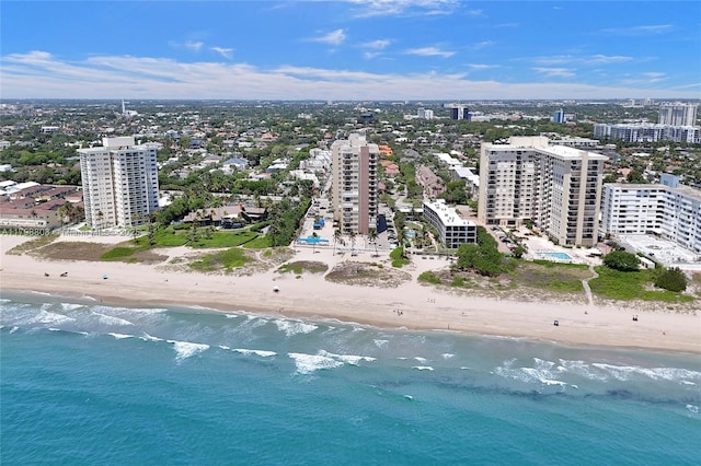 view of urban area with extended coastline