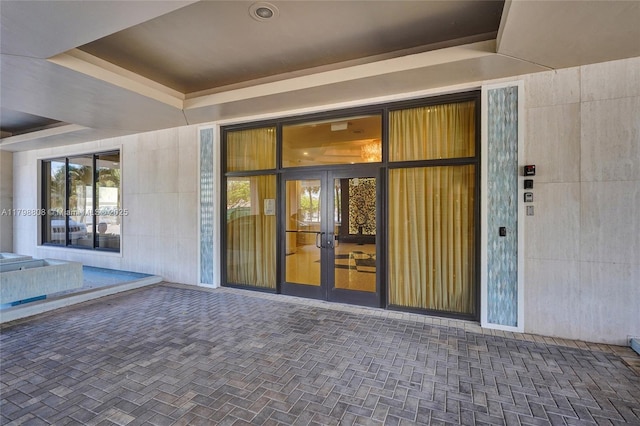 property entrance with french doors
