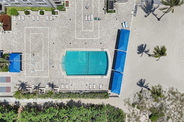 aerial view of a pool