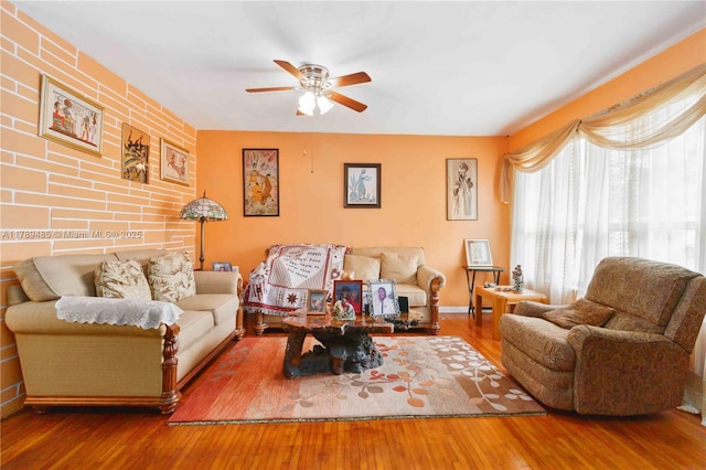 2730 SW 66th Ter, Miramar, FL 33023 - living room with a ceiling fan and wood finished floors