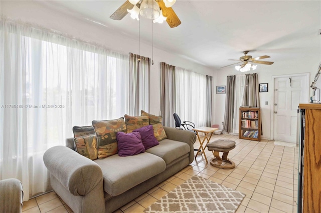 2730 SW 66th Ter, Miramar, FL 33023 - living room with ceiling fan and light tile patterned floors
