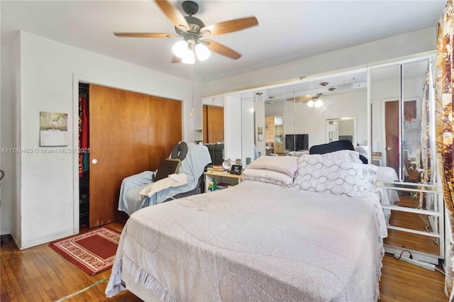 2730 SW 66th Ter, Miramar, FL 33023 - bedroom with hardwood / wood-style floors, a closet, and a ceiling fan