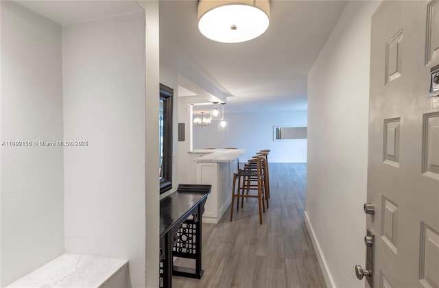 6061 Collins Ave Unit 7D, Miami Beach, FL 33140 - hallway with light wood-type flooring and baseboards