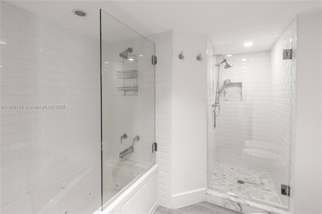 6061 Collins Ave Unit 7D, Miami Beach, FL 33140 - full bath featuring combined bath / shower with glass door, baseboards, and recessed lighting