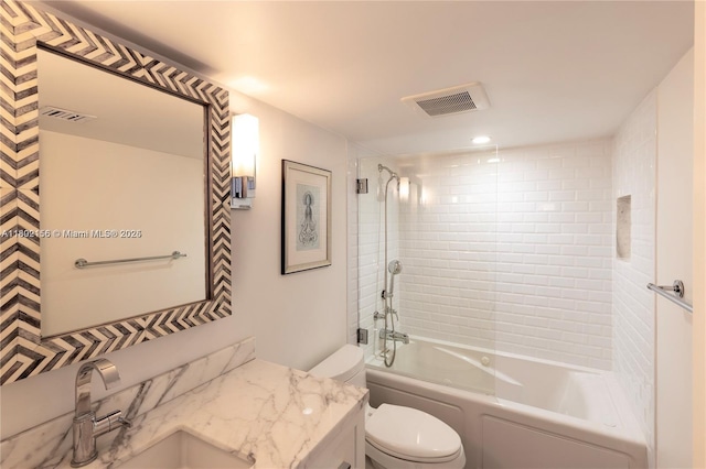 6061 Collins Ave Unit 7D, Miami Beach, FL 33140 - bathroom featuring toilet, bathtub / shower combination, and vanity