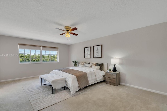 2521 Hunters Run Way, Weston, FL 33327 - bedroom featuring light colored carpet, baseboards, ceiling fan, and a textured ceiling