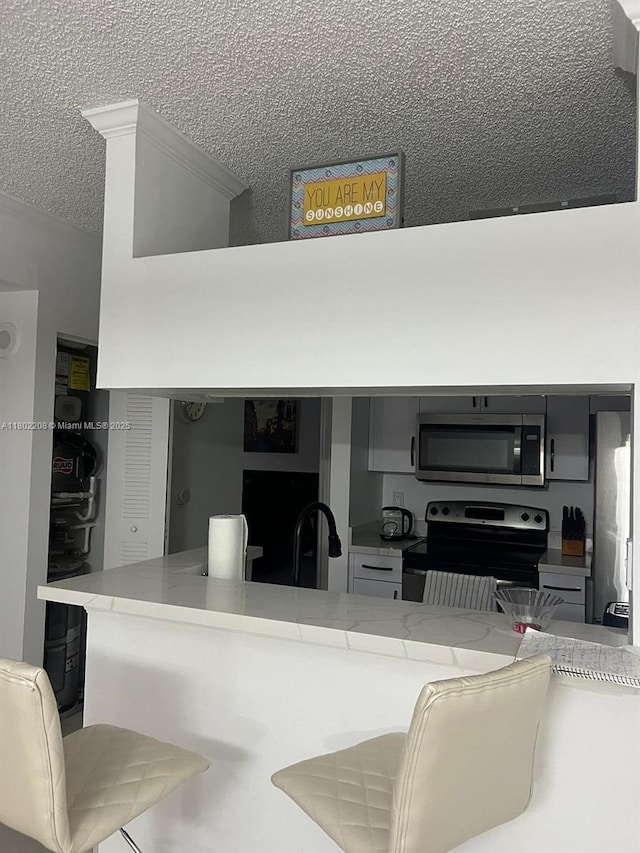 17150 N Bay Rd Unit 2218, Sunny Isles Beach, FL 33160 - kitchen with stainless steel appliances, a textured ceiling, and light countertops