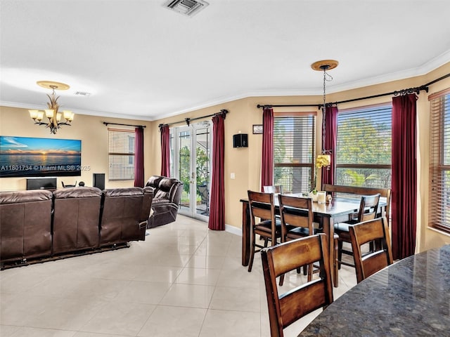 4960 SW 158th Ave, Miramar, FL 33027 - living area featuring a chandelier, crown molding, and light tile patterned floors