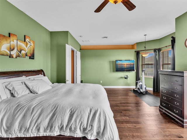 4960 SW 158th Ave, Miramar, FL 33027 - bedroom featuring wood finished floors, baseboards, and a ceiling fan