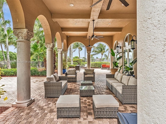 4960 SW 158th Ave, Miramar, FL 33027 - view of patio featuring a ceiling fan and outdoor lounge area