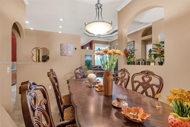18951 SW 30th St, Miramar, FL 33029 - dining area featuring recessed lighting, crown molding, and arched walkways
