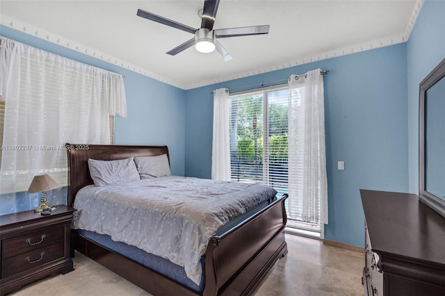 18951 SW 30th St, Miramar, FL 33029 - bedroom with access to exterior, a ceiling fan, and baseboards