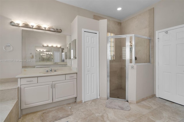 18951 SW 30th St, Miramar, FL 33029 - full bath with a shower stall, vanity, a closet, and baseboards