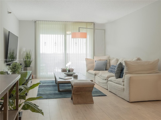 900 Saint Charles Pl Unit 621, Pembroke Pines, FL 33026 - living room featuring a textured ceiling and wood finished floors