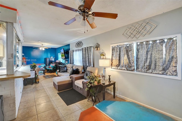 7908 Coral Blvd, Miramar, FL 33023 - tiled living area with a ceiling fan and baseboards