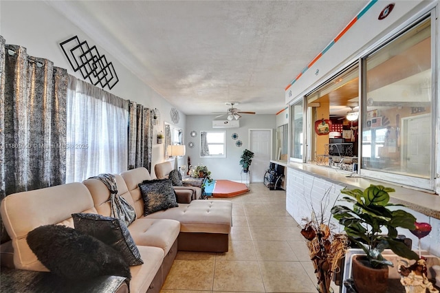 7908 Coral Blvd, Miramar, FL 33023 - living area with ceiling fan and light tile patterned floors