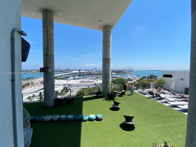 398 NE 5th St Unit 2910, Miami, FL 33132 - view of yard with a water view and a balcony