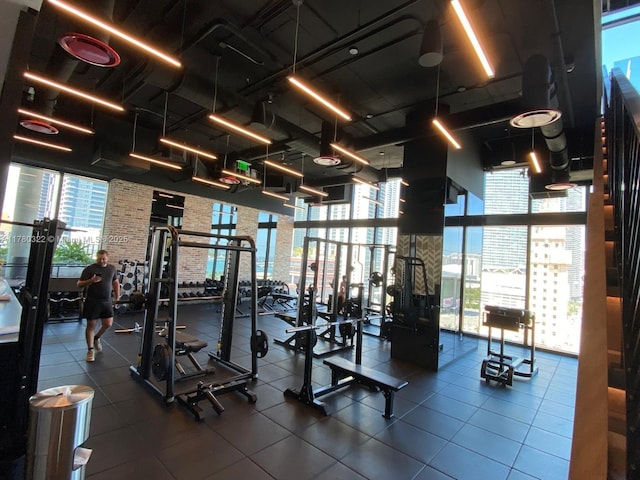 398 NE 5th St Unit 2910, Miami, FL 33132 - exercise room featuring floor to ceiling windows