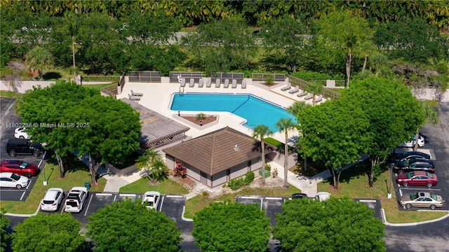 bird's eye view of a pool area