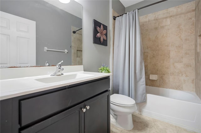 6973 Broadland Way, Coconut Creek, FL 33073 - full bath with toilet, vanity, shower / bathtub combination with curtain, and tile patterned floors