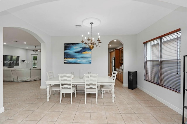 4968 SW 183rd Ave, Miramar, FL 33029 - dining space featuring light tile patterned flooring, plenty of natural light, a chandelier, and recessed lighting
