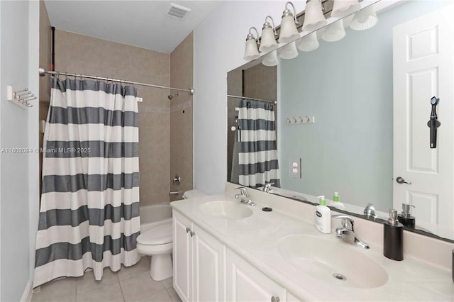 4968 SW 183rd Ave, Miramar, FL 33029 - bathroom featuring tile patterned floors, toilet, double vanity, and shower / bath combo