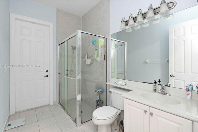 4968 SW 183rd Ave, Miramar, FL 33029 - bathroom with a shower stall, tile patterned flooring, toilet, and vanity