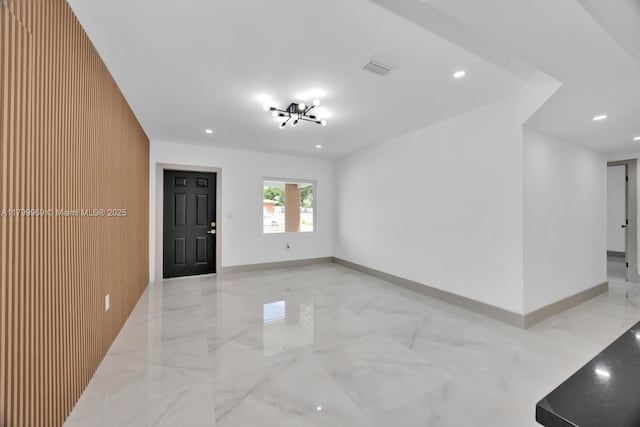 5410 SW 2nd St, Miami, FL 33134 - empty room with light marble finish flooring, recessed lighting, and baseboards