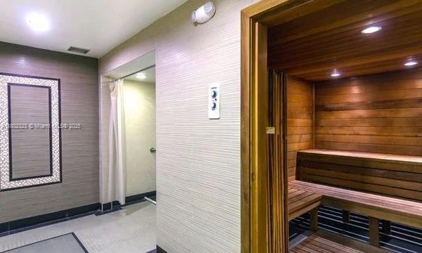 sauna with recessed lighting