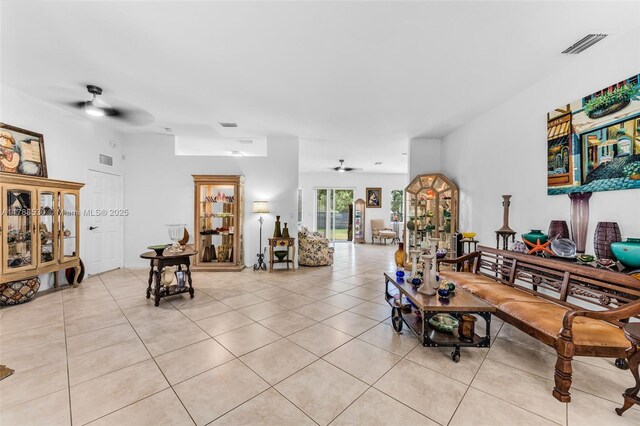 2819 Augusta Ln, Homestead, FL 33035 - living area featuring a ceiling fan and light tile patterned flooring