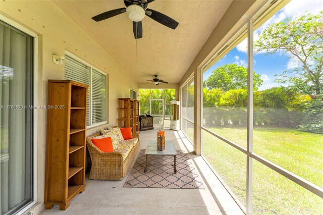 2819 Augusta Ln, Homestead, FL 33035 - sunroom / solarium with a ceiling fan and vaulted ceiling