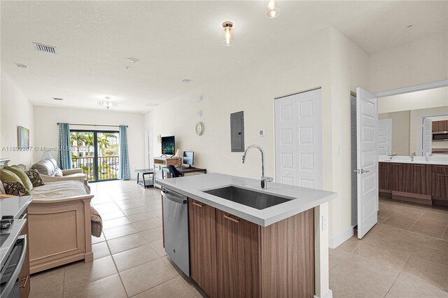 8301 NW 41st St Unit B-303, Doral, FL 33166 - kitchen with stainless steel appliances, open floor plan, light tile patterned flooring, and light countertops