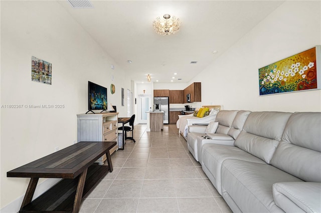 8301 NW 41st St Unit B-303, Doral, FL 33166 - living area featuring light tile patterned floors, a chandelier, and recessed lighting