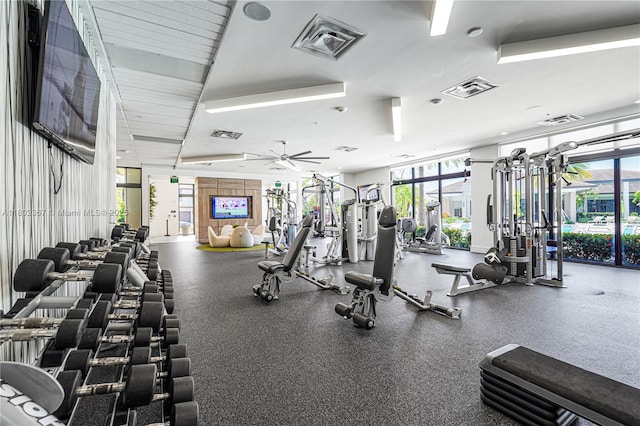 8301 NW 41st St Unit B-303, Doral, FL 33166 - exercise room featuring ceiling fan