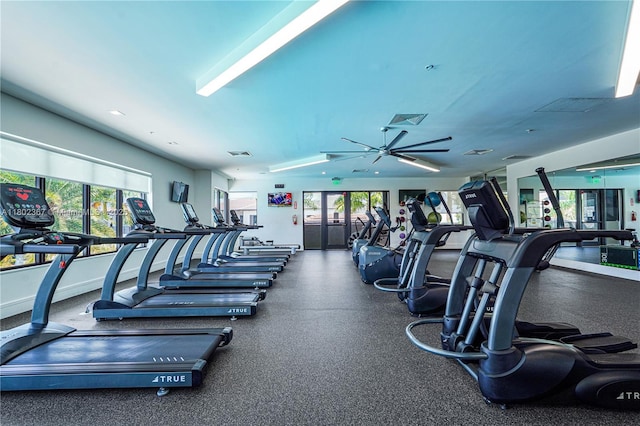 8301 NW 41st St Unit B-303, Doral, FL 33166 - exercise room with a ceiling fan