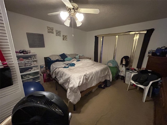 10354 SW 173rd St, Miami, FL 33157 - bedroom featuring carpet floors, ceiling fan, and a textured ceiling