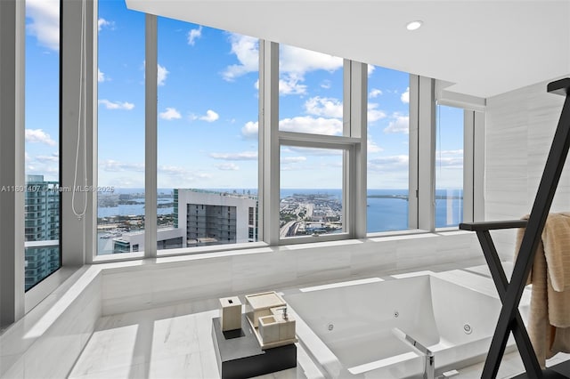 851 NE 1st Ave Ph 5401, Miami, FL 33132 - bathroom featuring plenty of natural light, a water view, and a view of city