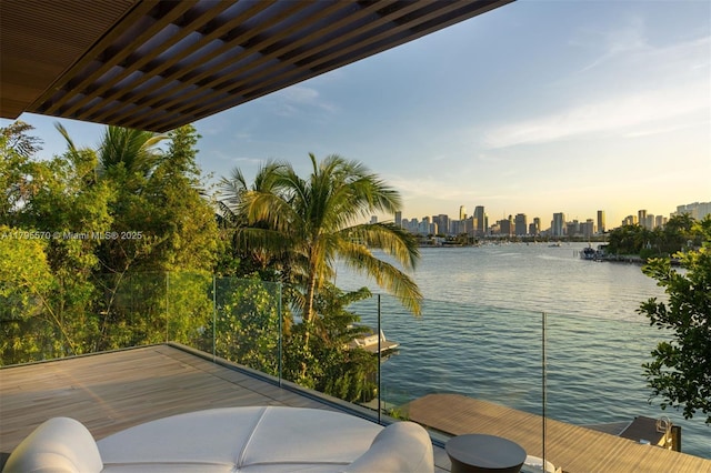 220 W Dilido Dr, Miami Beach, FL 33139 - water view with city skyline and a dock