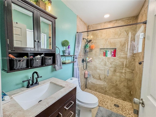 4002 Cascade Ln, La Belle, FL 33935 - full bath featuring a stall shower, toilet, and vanity