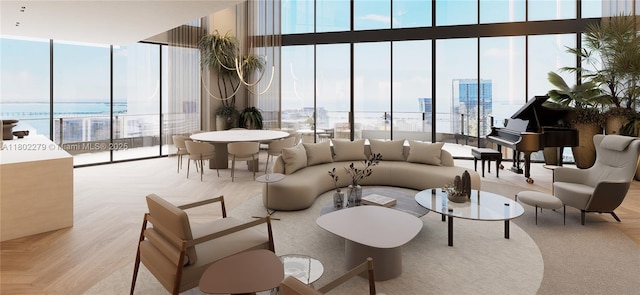 1000 Brickell Plz Unit Uph6201, Miami, FL 33131 - lobby with floor to ceiling windows, a water view, and a high ceiling