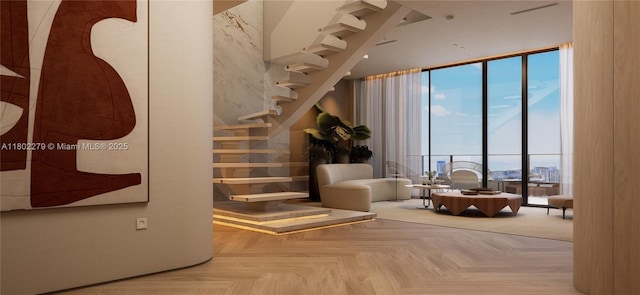 1000 Brickell Plz Unit Uph6201, Miami, FL 33131 - stairway featuring a wall of windows
