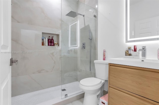 5530 SW 195th Ter, Southwest Ranches, FL 33332 - full bathroom with a marble finish shower, toilet, and vanity