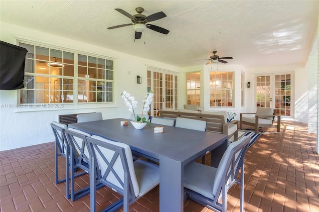 5530 SW 195th Ter, Southwest Ranches, FL 33332 - view of patio with a ceiling fan, outdoor dining space, and french doors