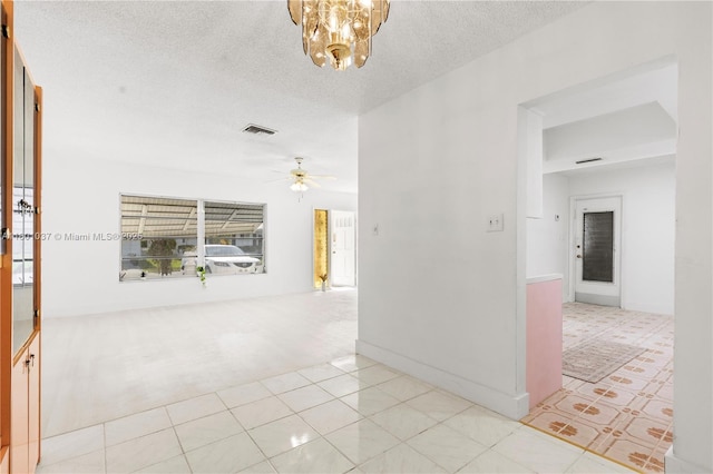 5706 NW 81st Ave, Tamarac, FL 33321 - hall with a chandelier, a textured ceiling, and light colored carpet