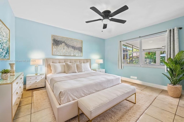 2426 NW 91st Ave, Coral Springs, FL 33065 - bedroom featuring light tile patterned floors, baseboards, and ceiling fan