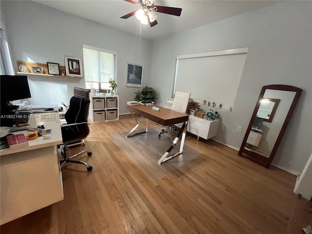 465 NE 52nd St, Miami, FL 33137 - home office featuring a ceiling fan and light wood finished floors