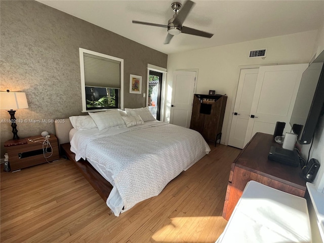 465 NE 52nd St, Miami, FL 33137 - bedroom featuring light wood-type flooring and a ceiling fan