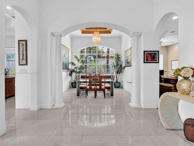 3230 SW 194th Ter, Miramar, FL 33029 - hallway with plenty of natural light, baseboards, light marble finish floors, and ornamental molding