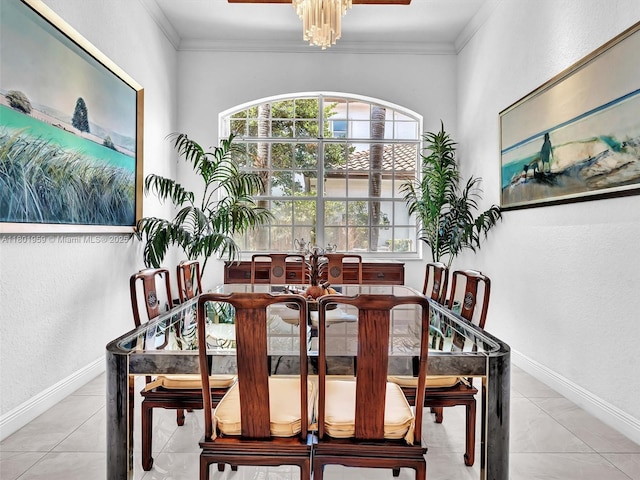 3230 SW 194th Ter, Miramar, FL 33029 - dining area with crown molding, a chandelier, and a textured wall