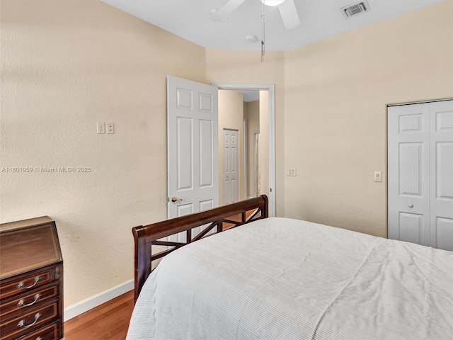 3230 SW 194th Ter, Miramar, FL 33029 - bedroom with wood finished floors, a closet, and a ceiling fan